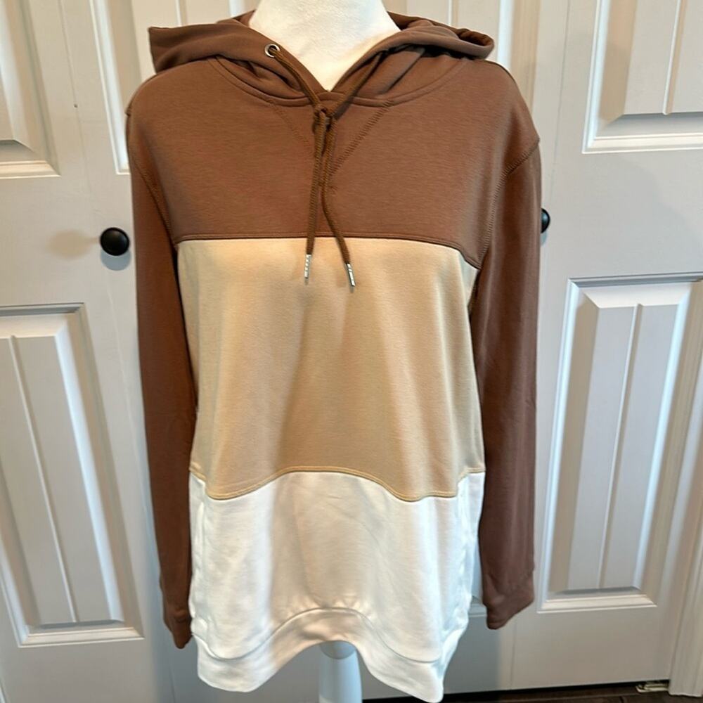 Wanna B‎ Small Neutral Color-block Pullover Hoodie